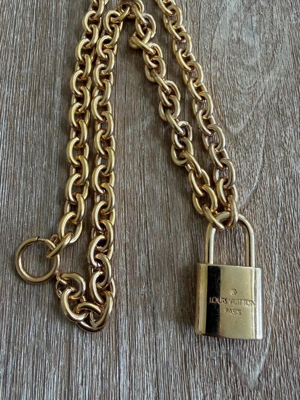 Louis Vuitton Gold Chain with Padlock Pendant